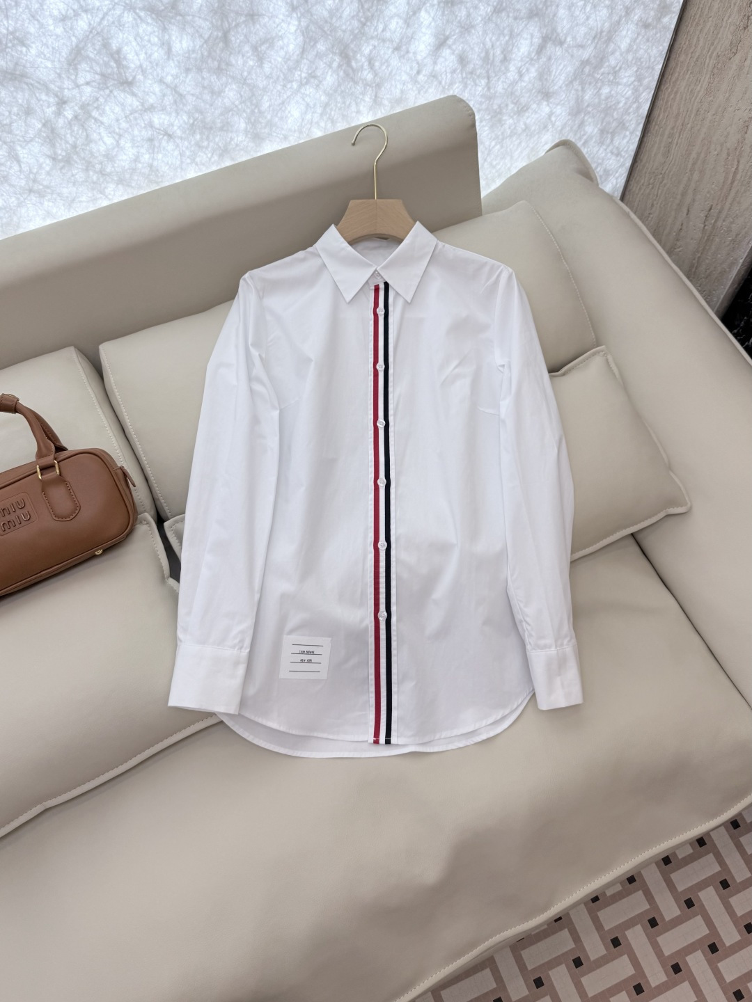 CY027#新款衬衫。TB 红黑白杠 极简风 长袖衬衫 白色 SML