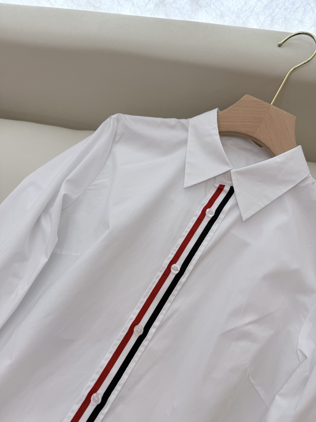 CY027#新款衬衫。TB 红黑白杠 极简风 长袖衬衫 白色 SML