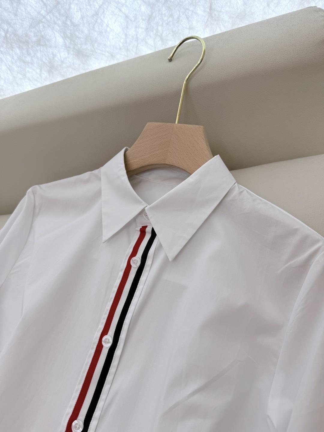 CY027#新款衬衫。TB 红黑白杠 极简风 长袖衬衫 白色 SML