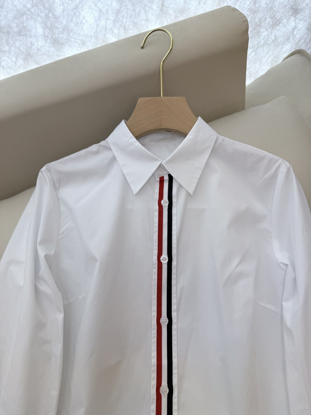 CY027#新款衬衫。TB 红黑白杠 极简风 长袖衬衫 白色 SML