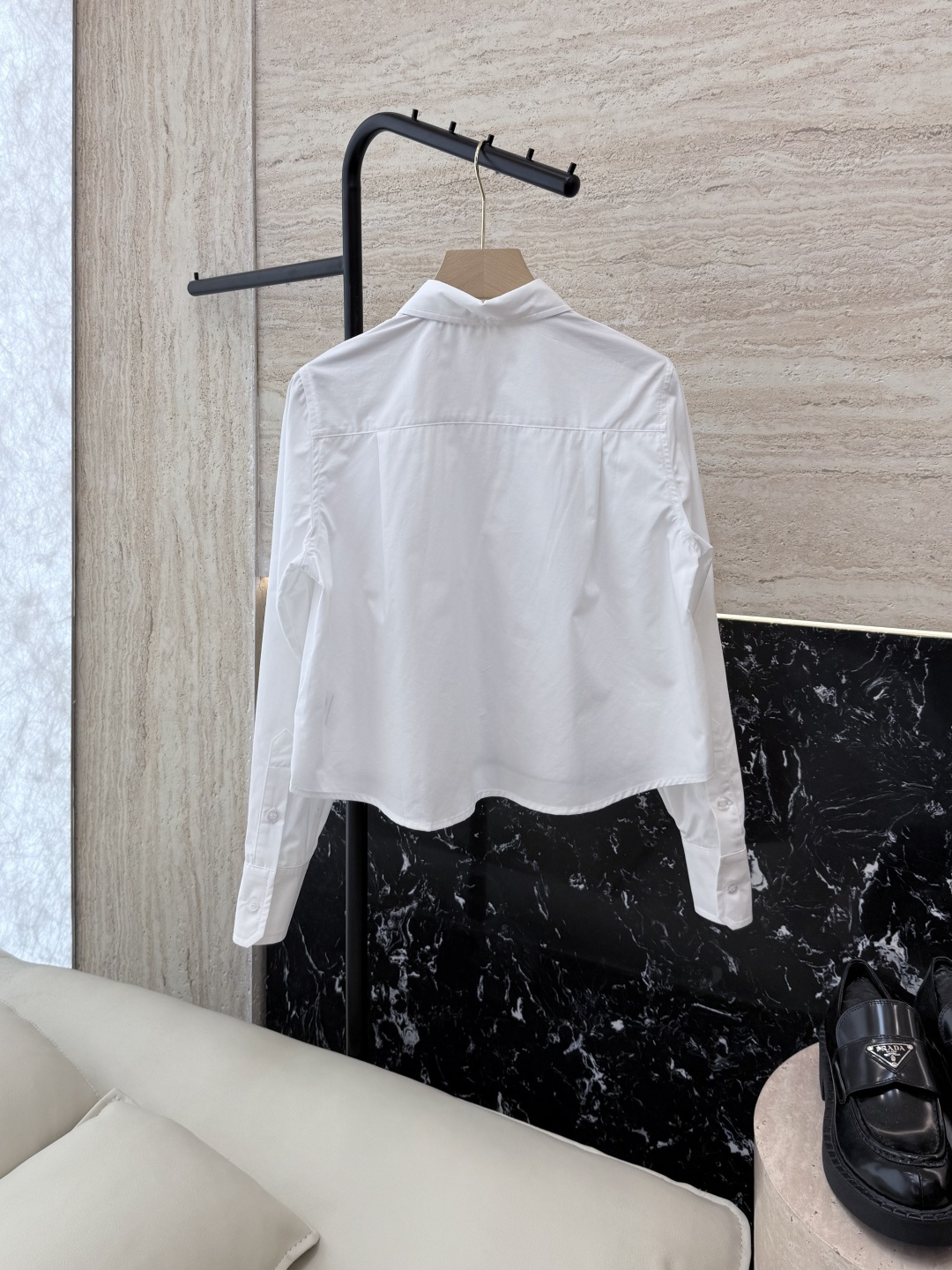 CY026#新款衬衫。TB 红黑白杠 极简风 长袖衬衫 白色 SML