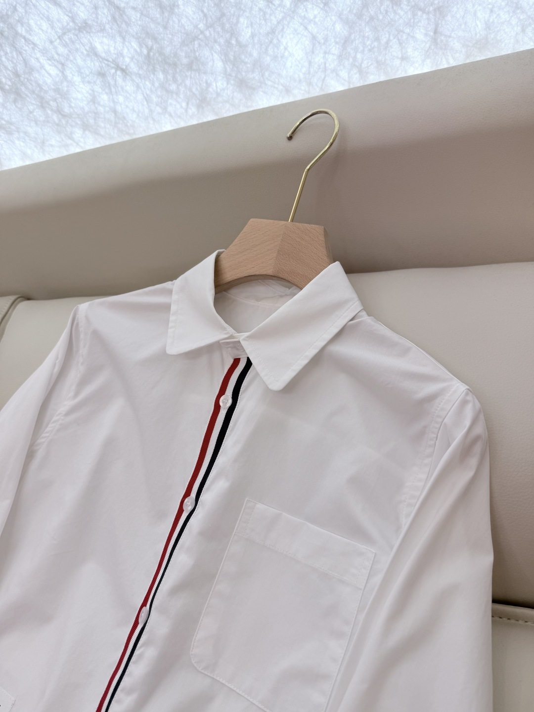 CY026#新款衬衫。TB 红黑白杠 极简风 长袖衬衫 白色 SML