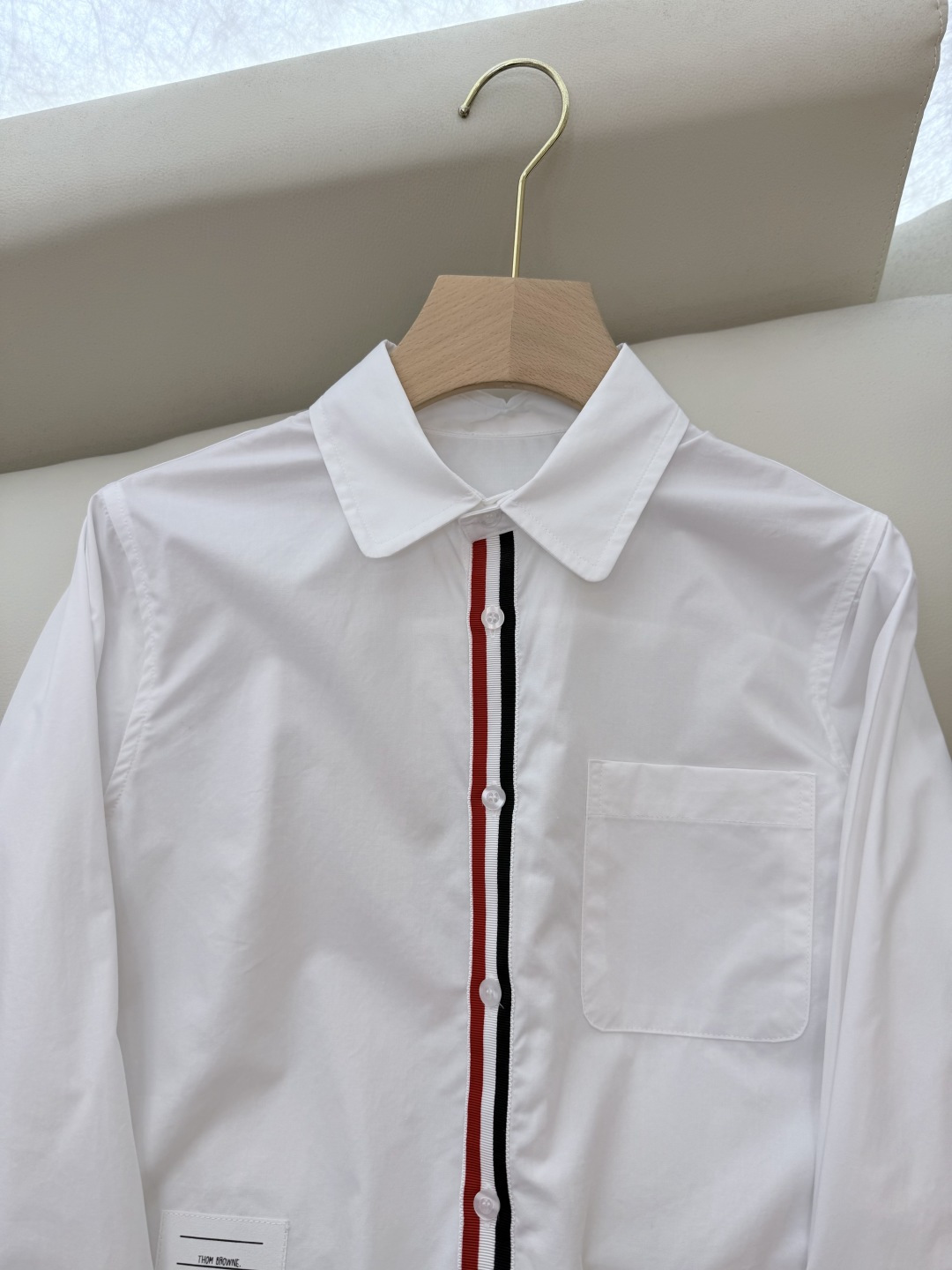 CY026#新款衬衫。TB 红黑白杠 极简风 长袖衬衫 白色 SML