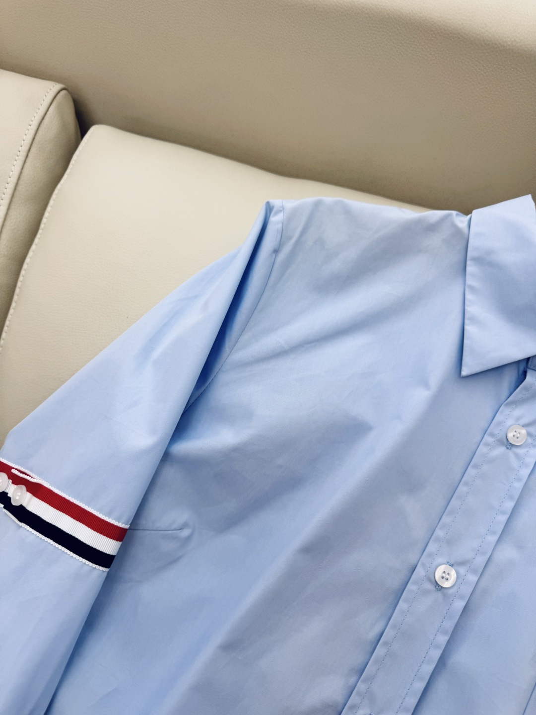 CY032#新款衬衫。TB 红黑白杠 极简风 长袖衬衫 蓝色白色 SML