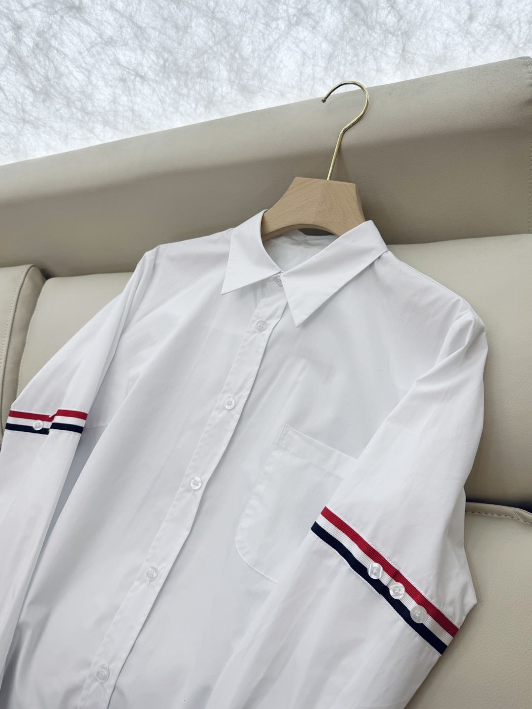 CY032#新款衬衫。TB 红黑白杠 极简风 长袖衬衫 蓝色白色 SML