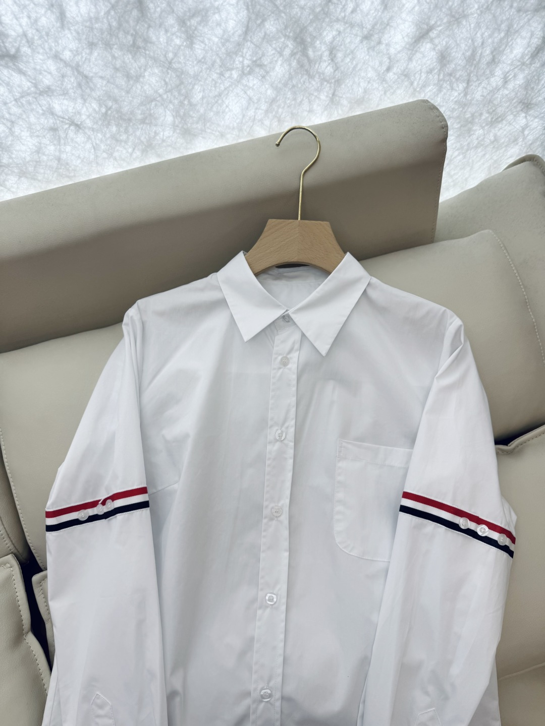 CY032#新款衬衫。TB 红黑白杠 极简风 长袖衬衫 蓝色白色 SML