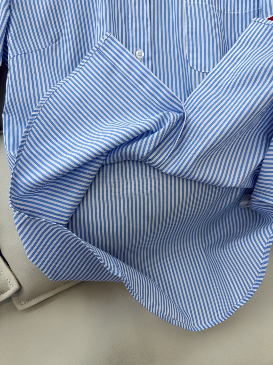 CY033#新款衬衫。TB 红黑白杠 极简风 条纹长袖衬衫 蓝色 SML