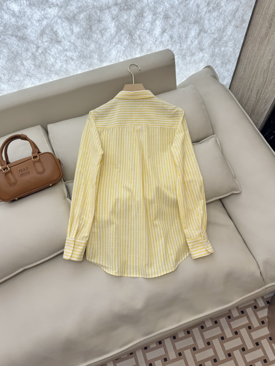 CY028#新款衬衫。POLO LR 极简风 条纹刺绣 长袖衬衫 蓝色 黄色 SML