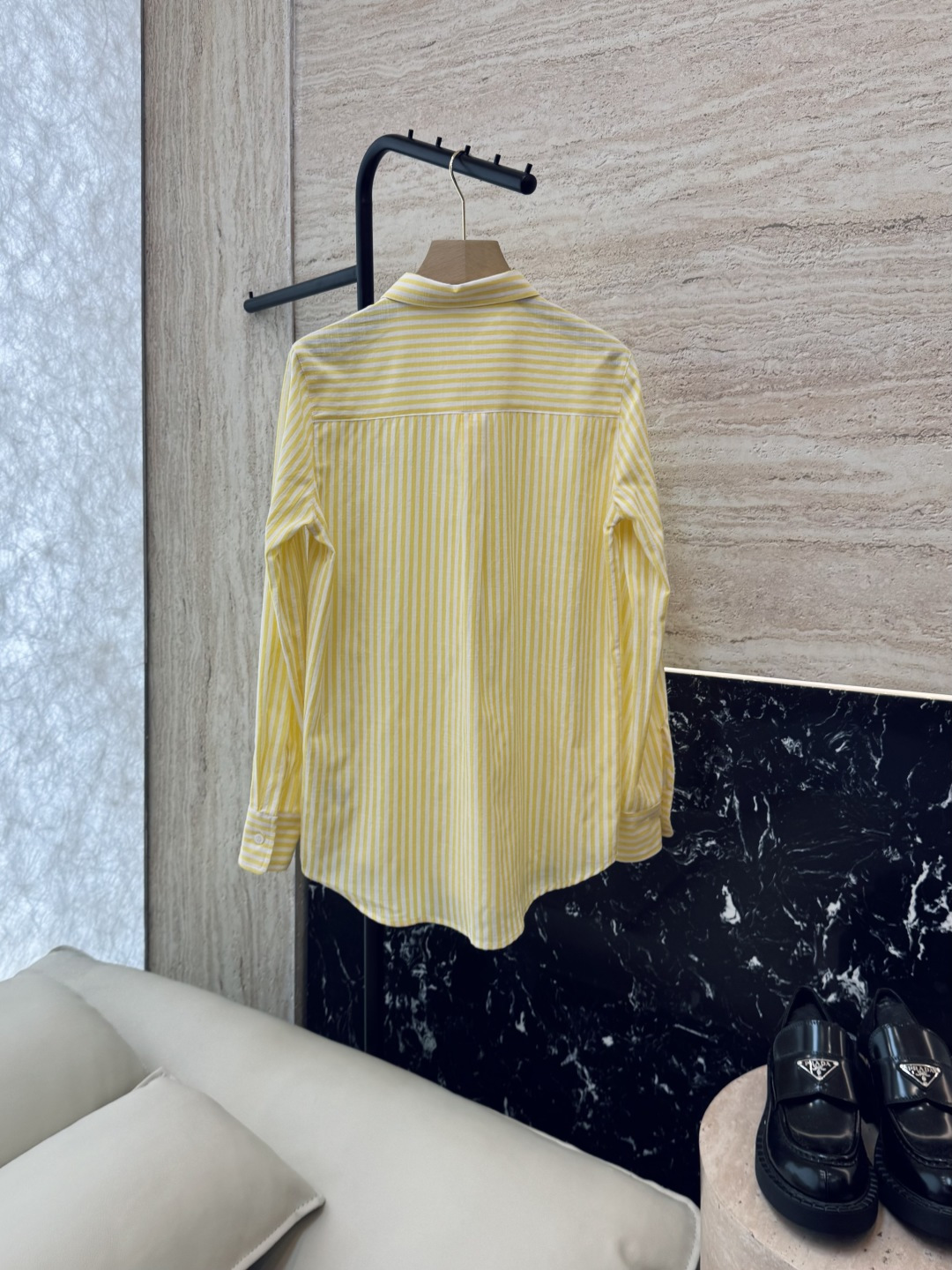 CY028#新款衬衫。POLO LR 极简风 条纹刺绣 长袖衬衫 蓝色 黄色 SML