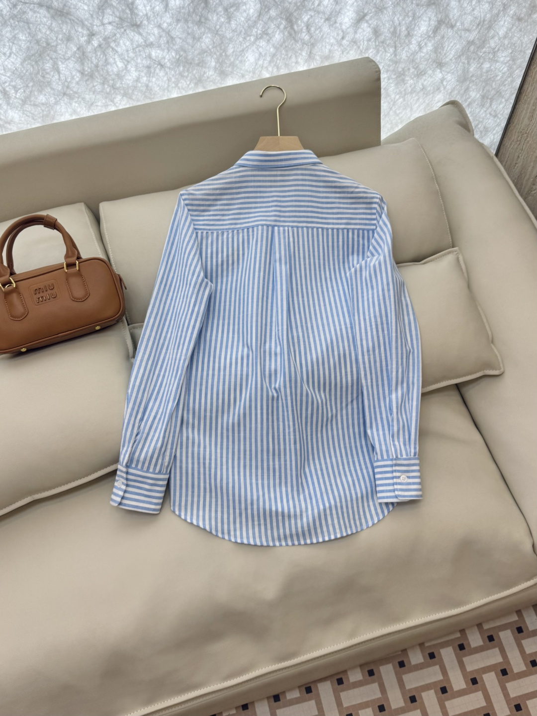 CY028#新款衬衫。POLO LR 极简风 条纹刺绣 长袖衬衫 蓝色 黄色 SML