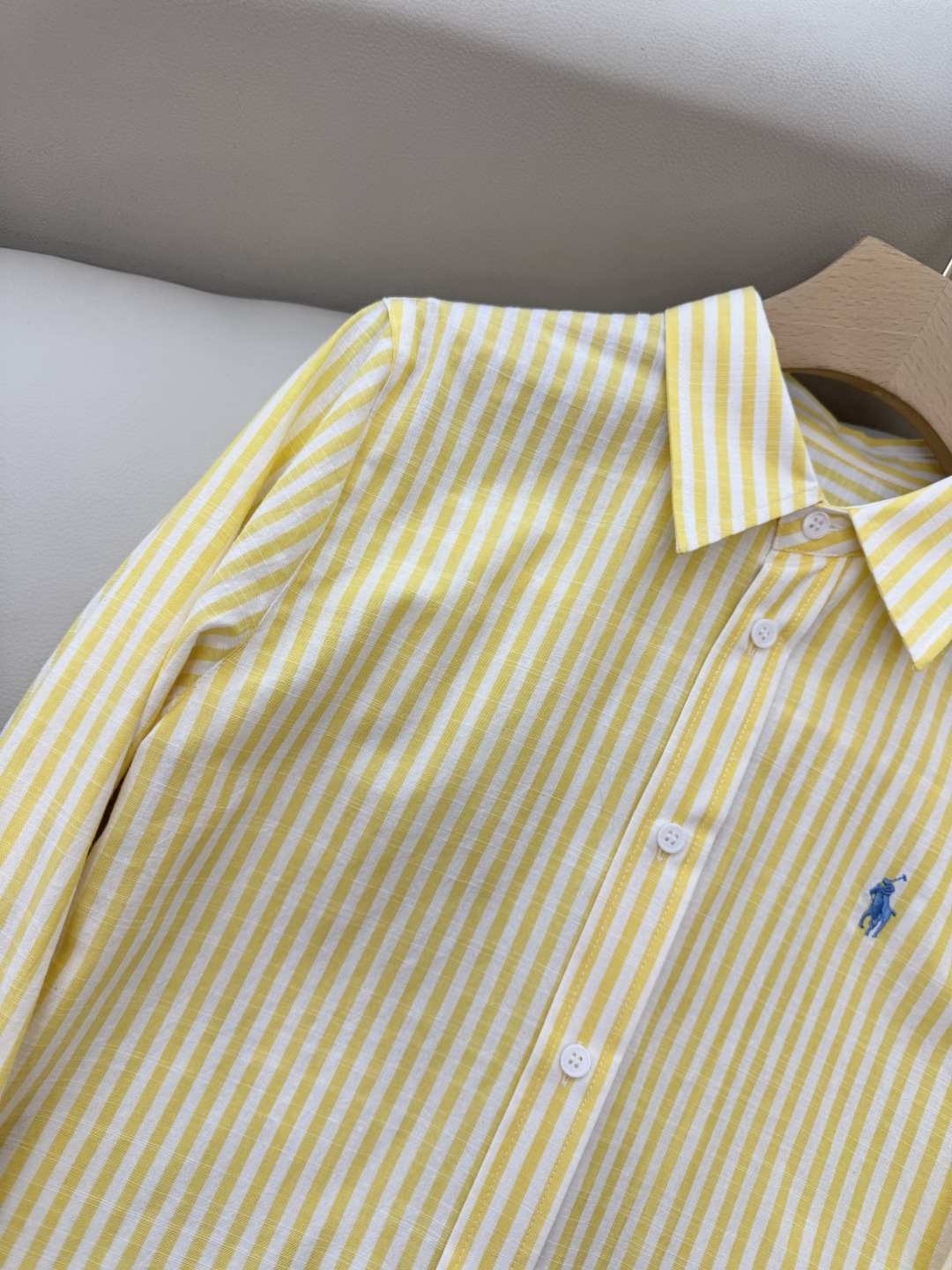 CY028#新款衬衫。POLO LR 极简风 条纹刺绣 长袖衬衫 蓝色 黄色 SML