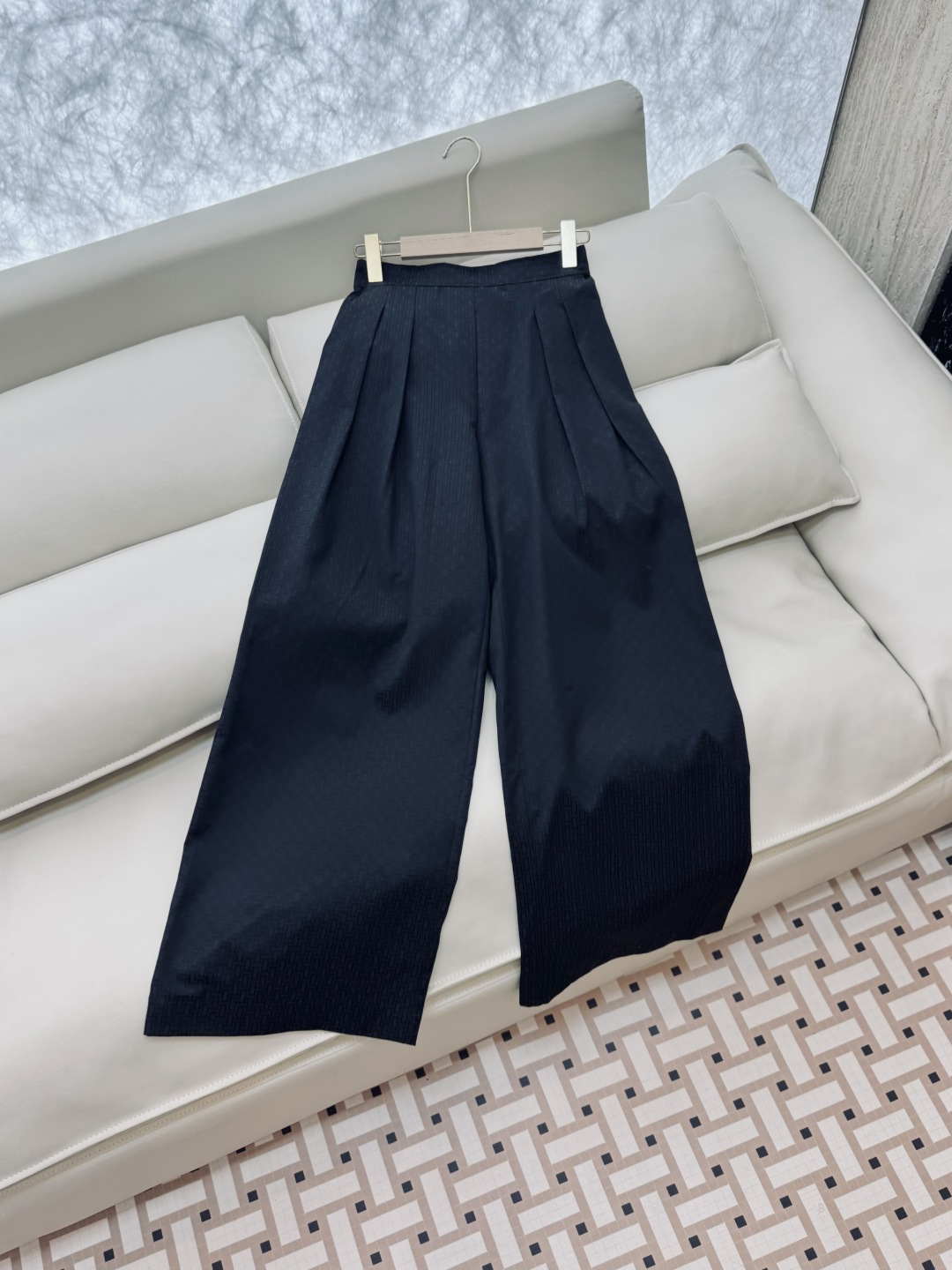 QGL011#新款裤子💕Hermes H家 爱马仕 H字母暗纹 阔腿长裤 燕麦咖色 黑色 36/38/4