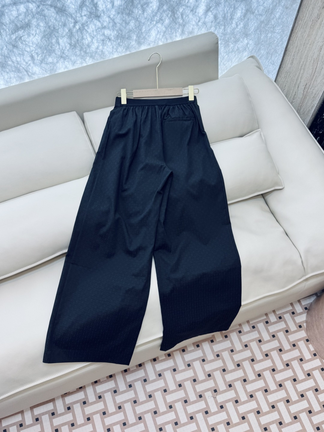 QGL011#新款裤子💕Hermes H家 爱马仕 H字母暗纹 阔腿长裤 燕麦咖色 黑色 36/38/4