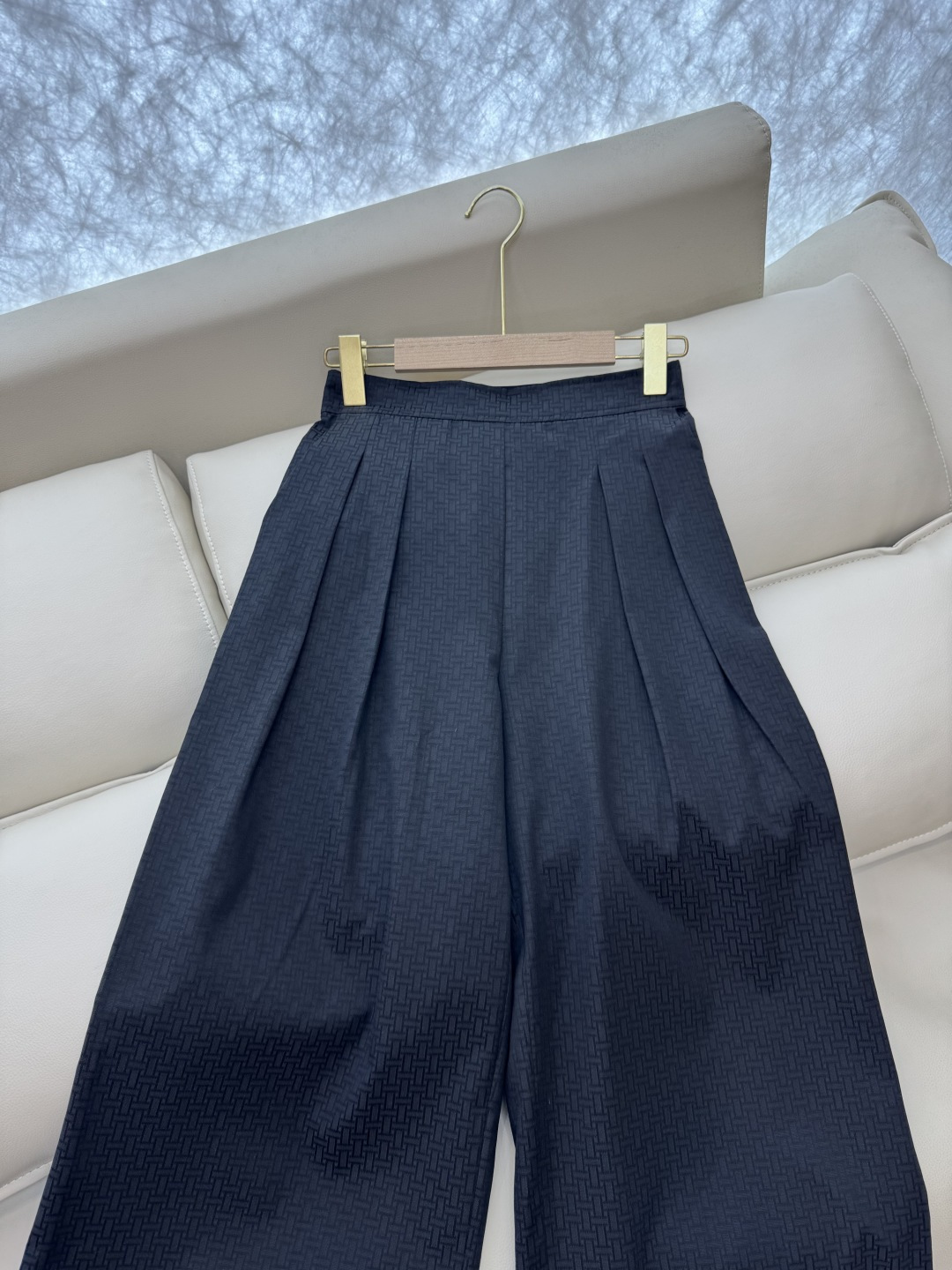 QGL011#新款裤子💕Hermes H家 爱马仕 H字母暗纹 阔腿长裤 燕麦咖色 黑色 36/38/4