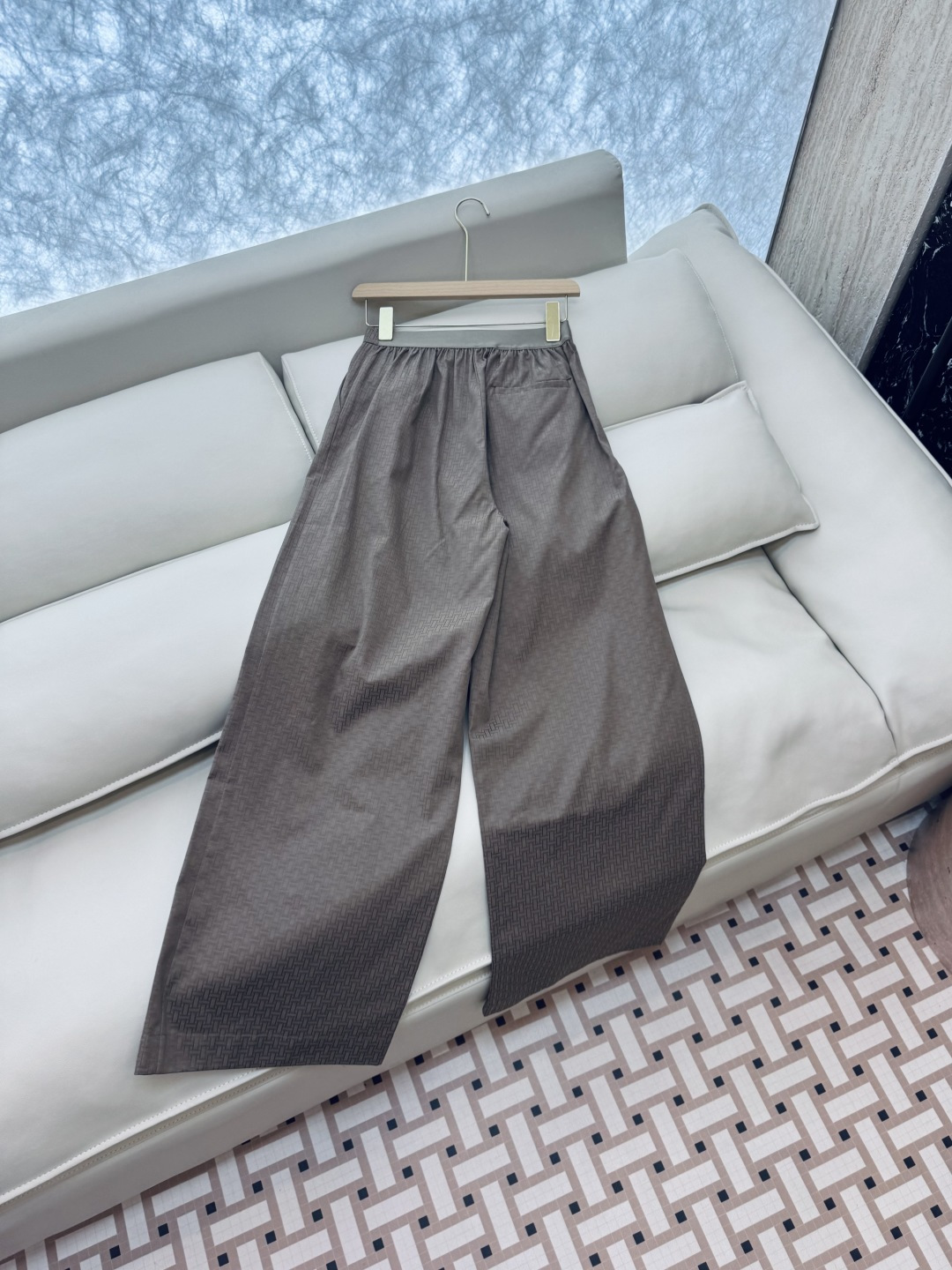 QGL011#新款裤子💕Hermes H家 爱马仕 H字母暗纹 阔腿长裤 燕麦咖色 黑色 36/38/4