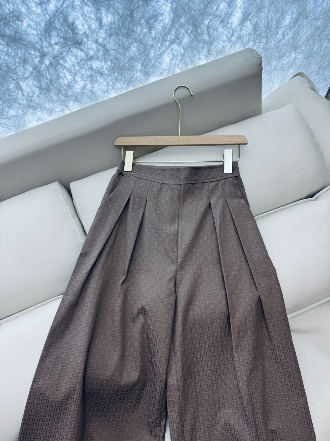 QGL011#新款裤子💕Hermes H家 爱马仕 H字母暗纹 阔腿长裤 燕麦咖色 黑色 36/38/4