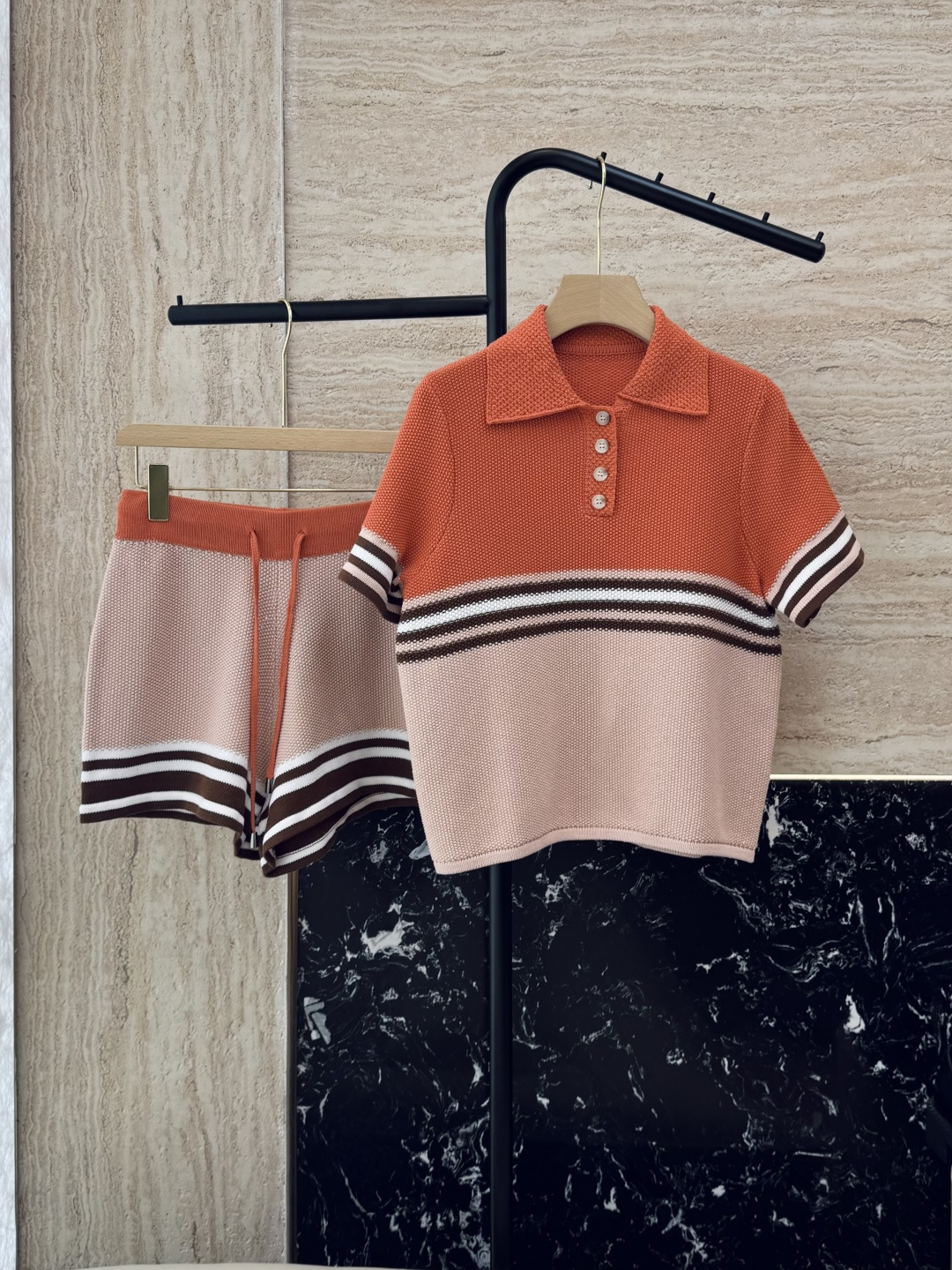 NO:319246,FG008# new suit Zim * cotton stripe gradient color short sleeve knitted shorts suit pink SML, shorts, T-shirt, alexander wang19860909FG008#新款套装 Zim * 棉条纹渐变色 短袖针织短裤 套装 粉色 SML,,shorts,T-shirt,alexander wang,Women's clothing