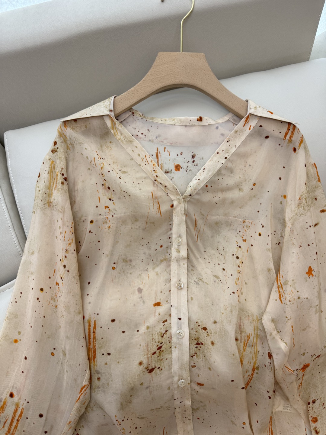 LL003#新款衬衫。
铜氨丝 泼墨 写意  长袖衬衫 ML