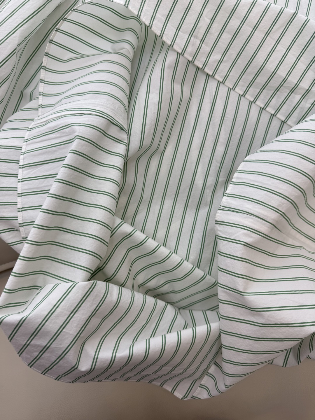 LL005#新款连衣裙。
之禾 绿条纹 显瘦 圆领连衣裙 SML 