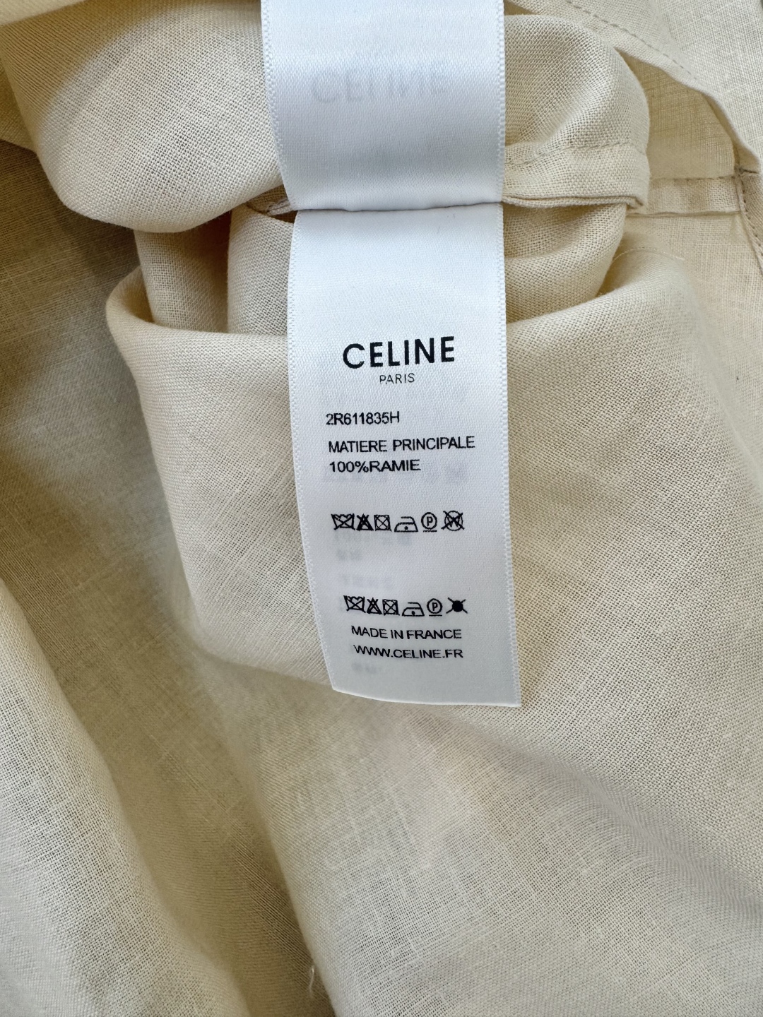 CY035#新款衬衫。
CELINE 100% 亚麻 立体钉花朵 纯色长袖衬衫 三色 SML