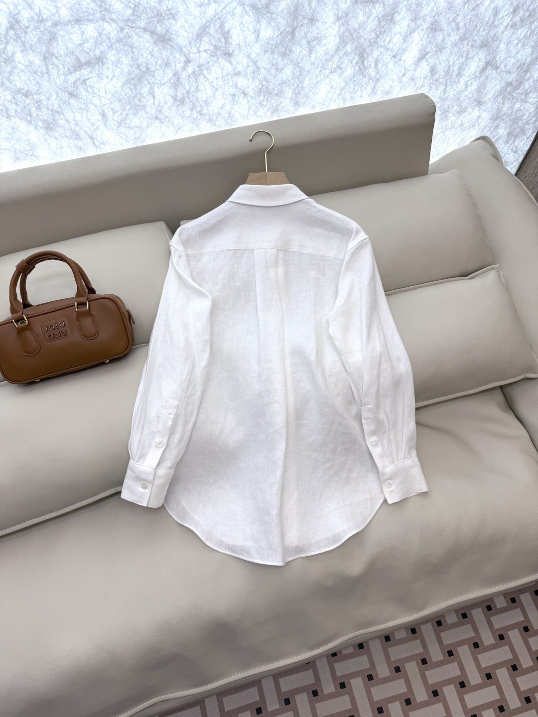 BS428#新款衬衫💕zimm… 重工刺绣钉珠 长袖 100% 亚麻 长袖衬衫 白色 SMLXL