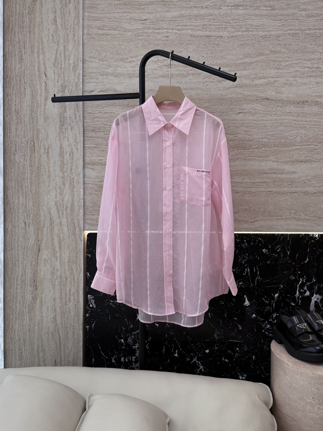 NO:658072,CY049# new shirt Bal letter print striped long-sleeved sun protection shirt white blue pink SML,,shirts, 19860909CY049#新款衬衫 Bal 字母印花 条纹 长袖防晒衬衫 白色 蓝色 粉色 SML,,shirts, ,Women's clothing