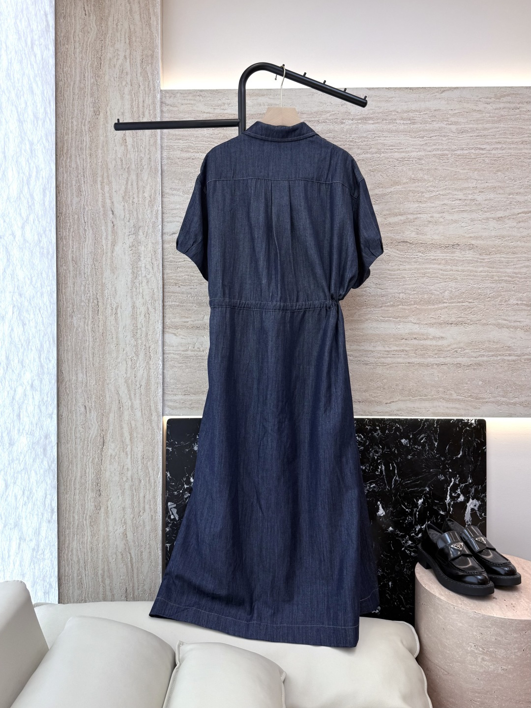LZ25023#新款连衣裙🌾BC 短袖拉链款 牛仔棉连衣裙 蓝色SML