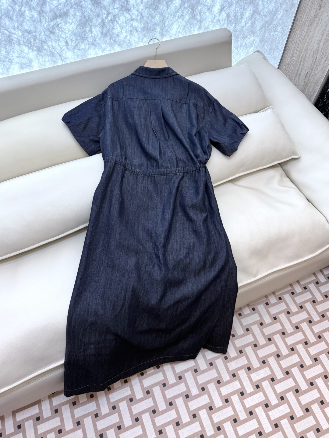 LZ25023#新款连衣裙🌾BC 短袖拉链款 牛仔棉连衣裙 蓝色SML