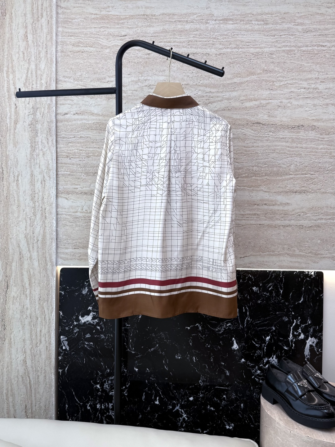 H32536#新款衬衫💕H家 定位印花100% 真丝衬衫上衣 S-XL