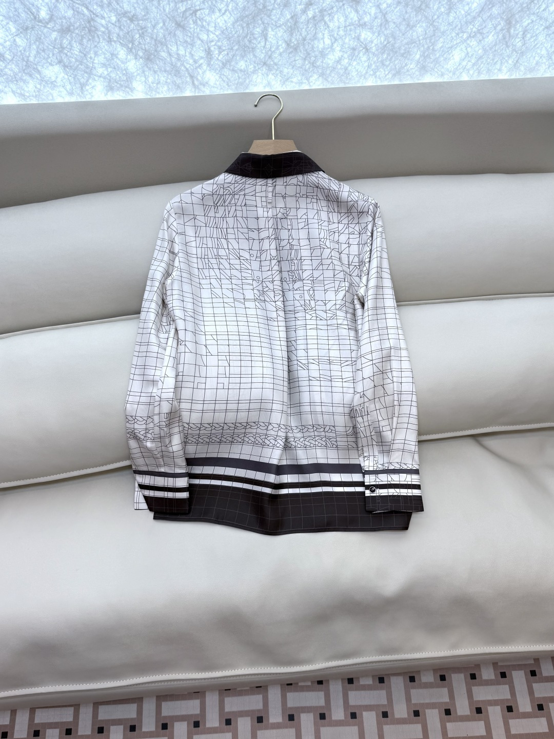 H32537#新款套装💕H家 定位印花100% 真丝衬衫上衣 +真丝印花长裤 套装 S-XL