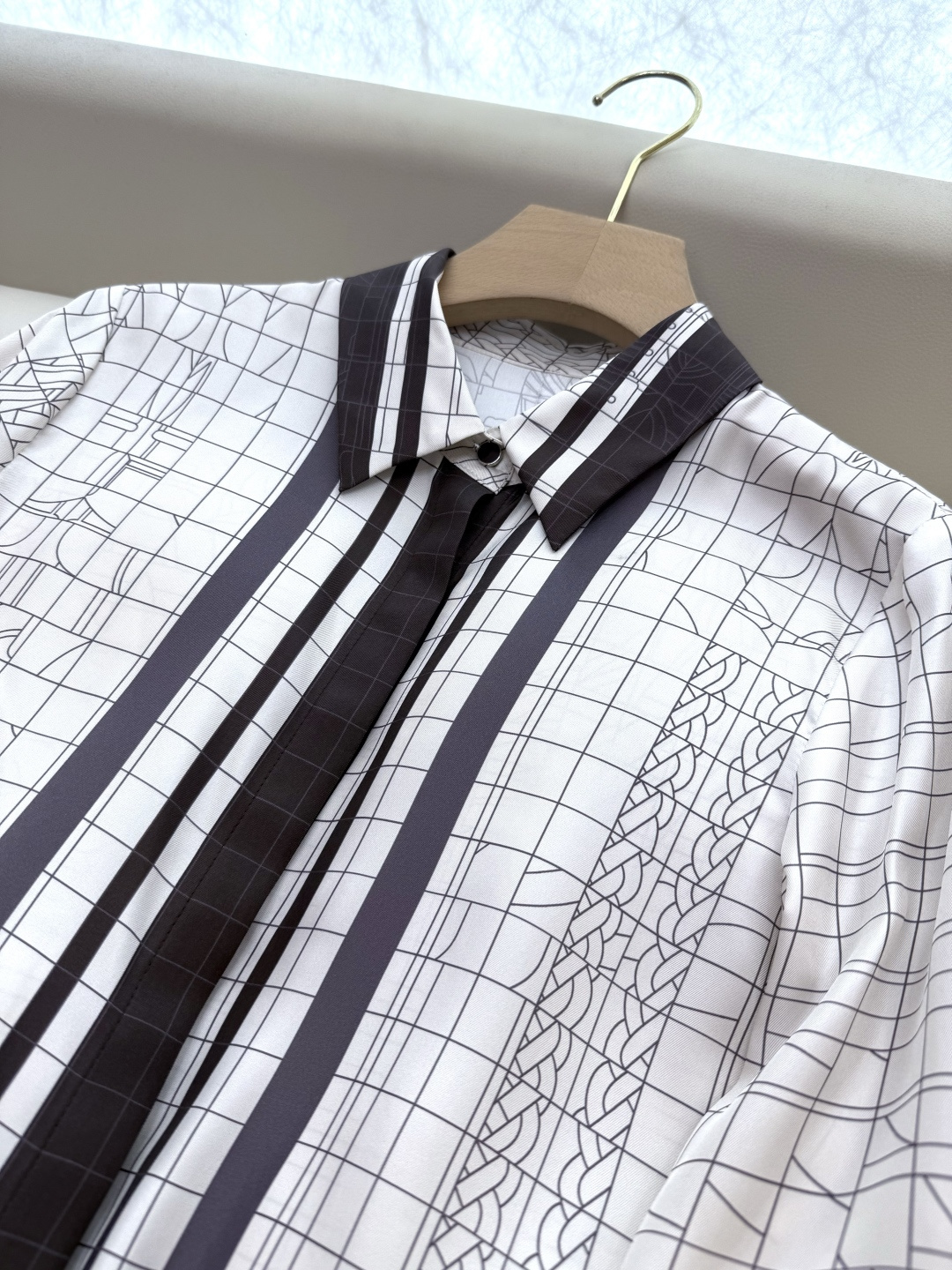 H32537#新款套装💕H家 定位印花100% 真丝衬衫上衣 +真丝印花长裤 套装 S-XL