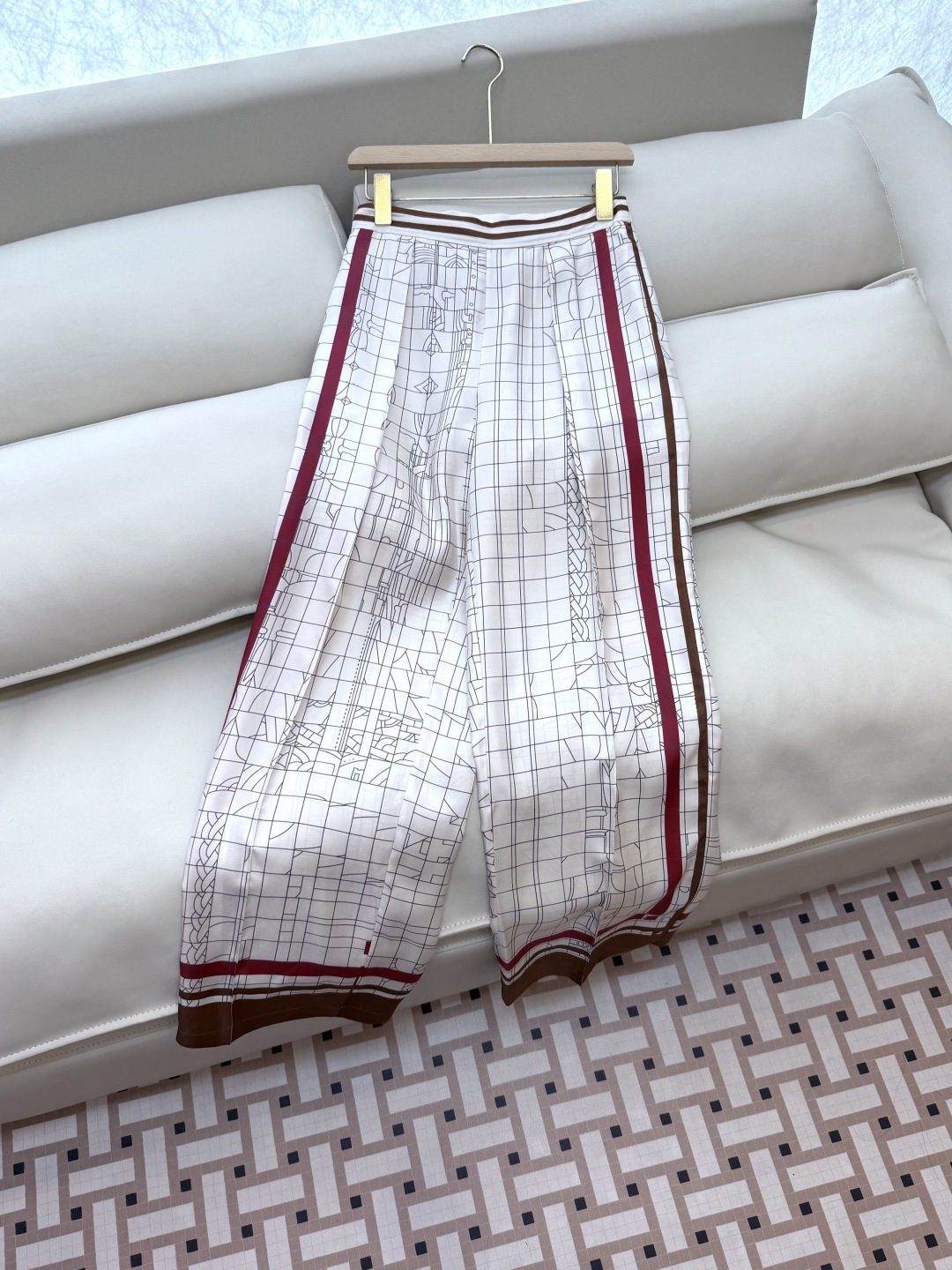 H32537#新款套装💕H家 定位印花100% 真丝衬衫上衣 +真丝印花长裤 套装 S-XL