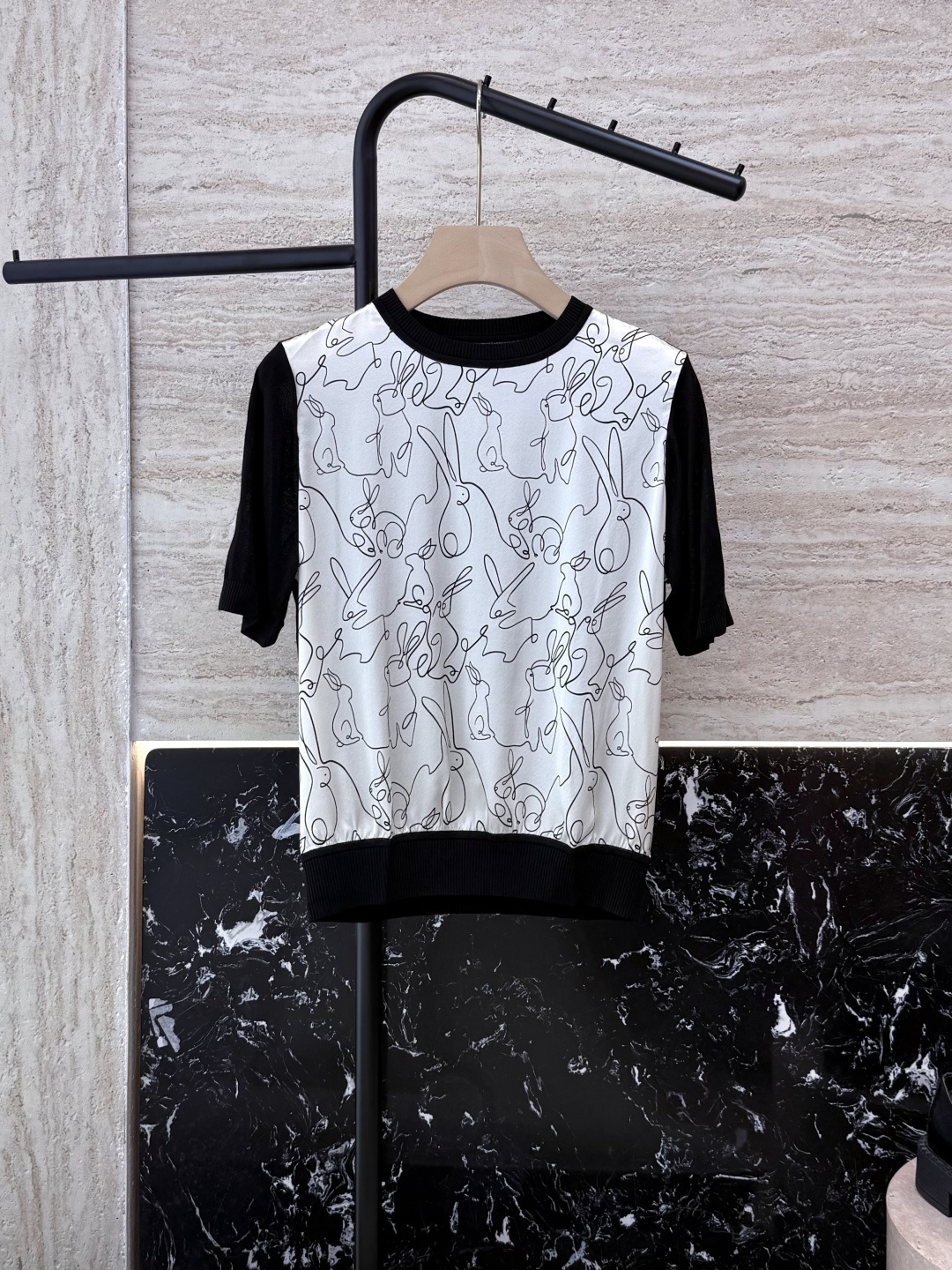 NO:332009,AD018# new knitted sweater H home silk printed spliced ​​silk knitted short-sleeved top MLXLXXL, T-shirt, real silk, alexander wang19860909AD018#新款针织衫 H家 真丝印花拼接丝针织短袖上衣 MLXLXXL,,T-shirt,real silk,alexander wang,Women's clothing