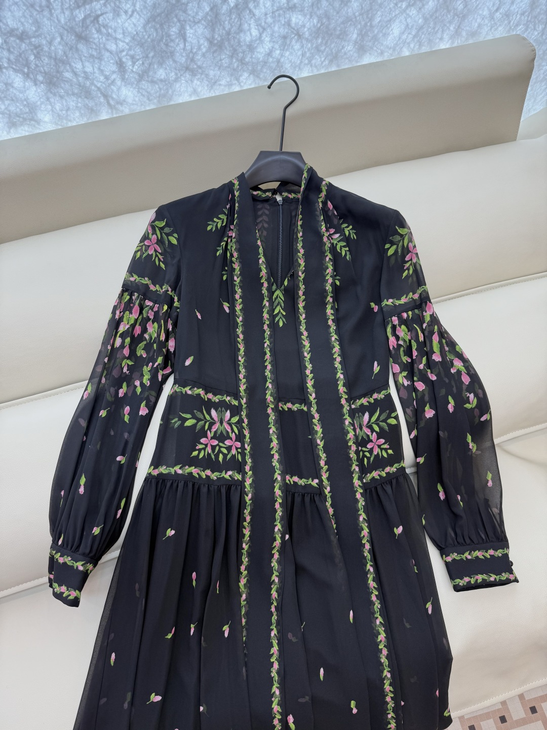 XF041#新款连衣裙💕长袖定位印花 收腰 连衣裙 SMLXLXXL