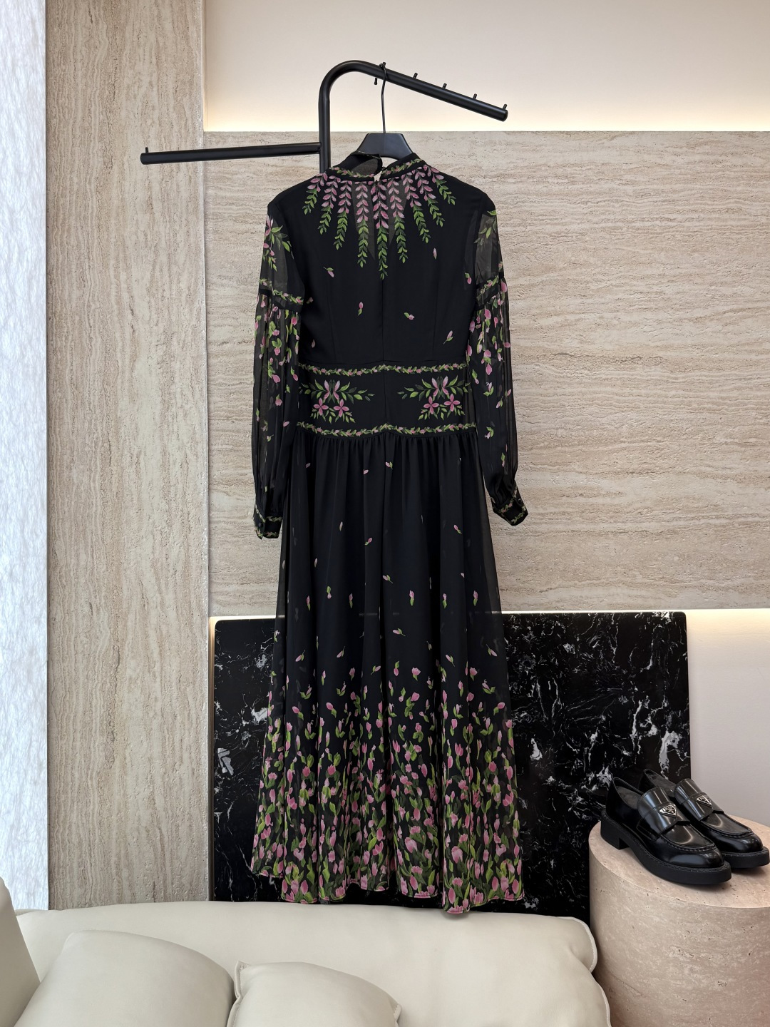 XF041#新款连衣裙💕长袖定位印花 收腰 连衣裙 SMLXLXXL