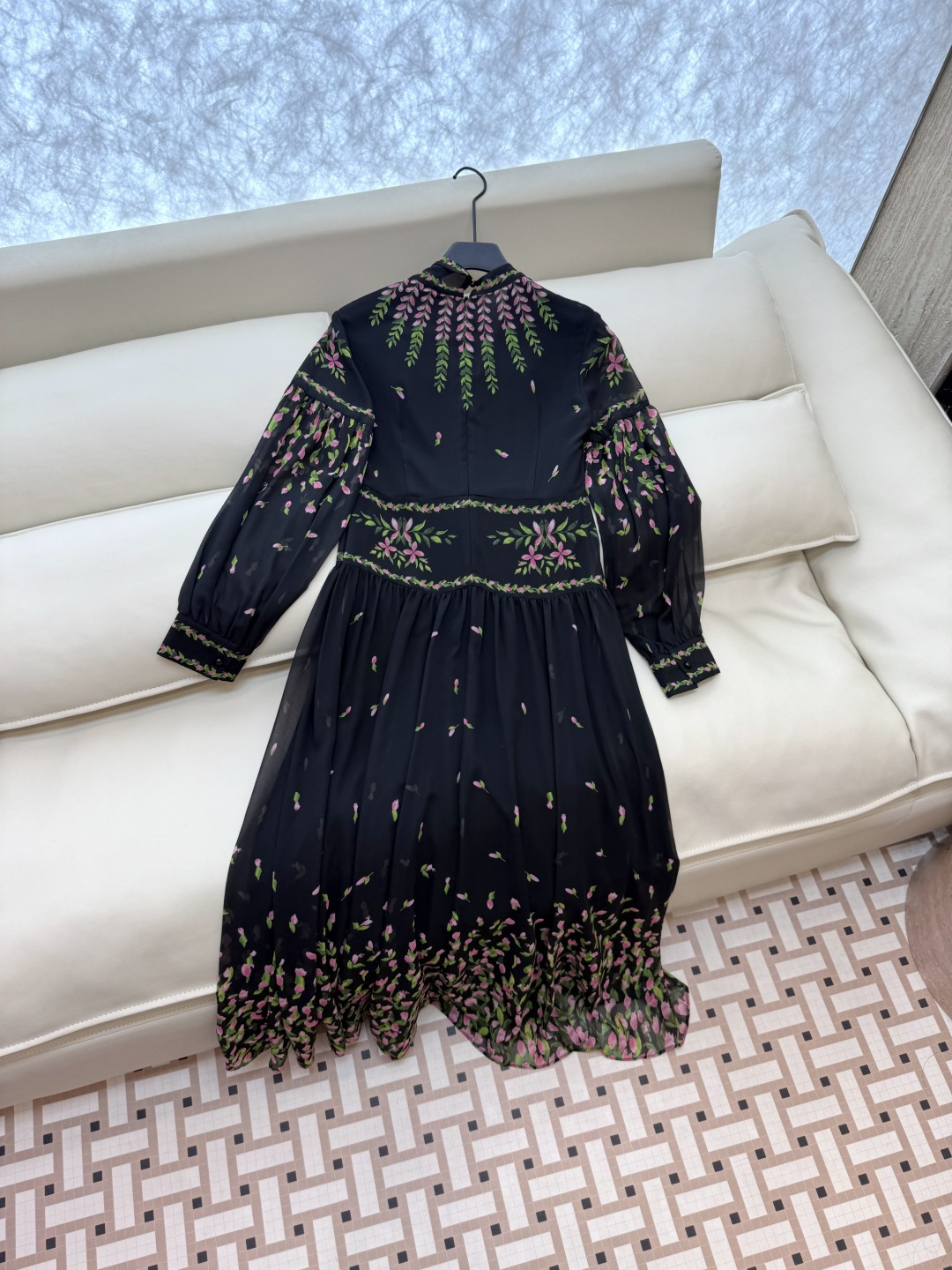 XF041#新款连衣裙💕长袖定位印花 收腰 连衣裙 SMLXLXXL