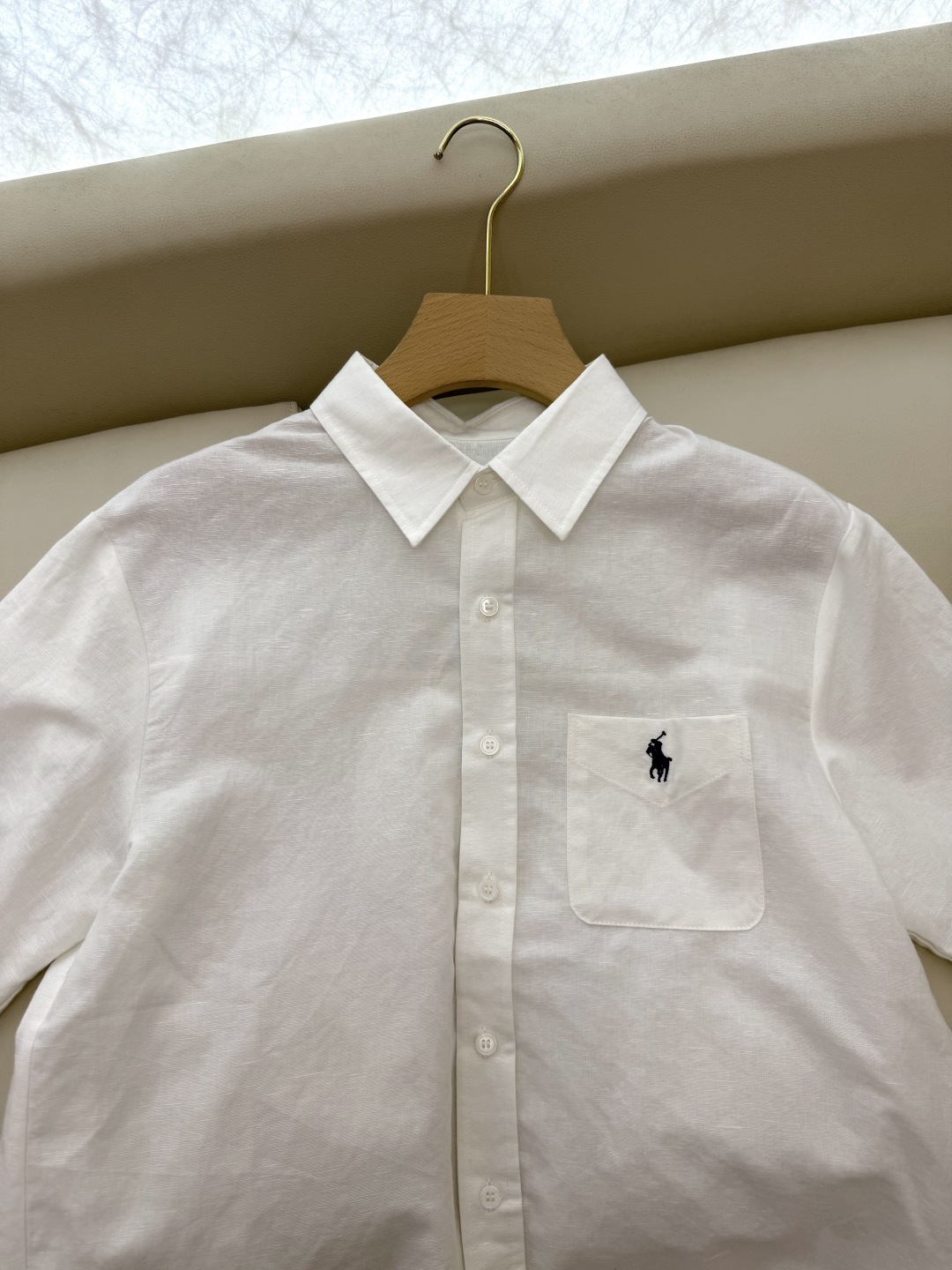 CY055#新款衬衫。
POLO 刺绣logo 短袖 100% 亚麻 衬衫 三色 SML