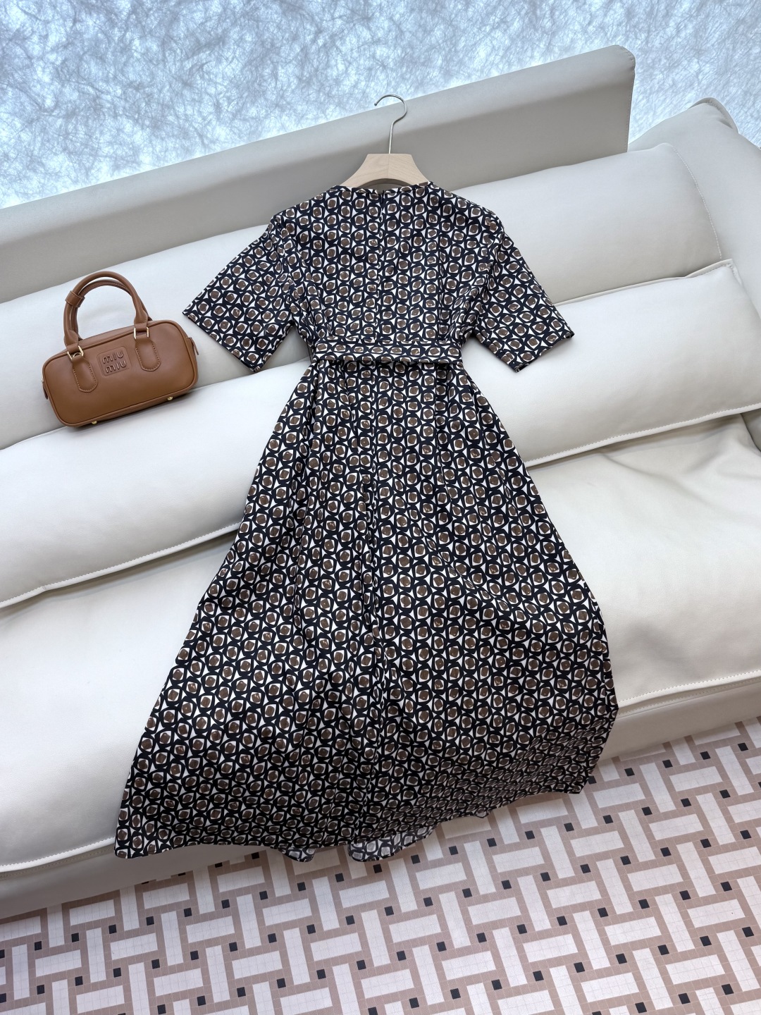 BS803#新款连衣裙。
max mara 100% 棉 几何图形印花短袖 连衣裙  S-XL 
