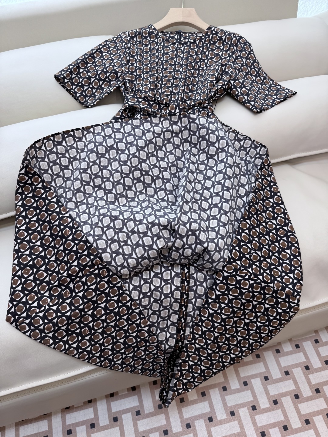BS803#新款连衣裙。
max mara 100% 棉 几何图形印花短袖 连衣裙  S-XL 
