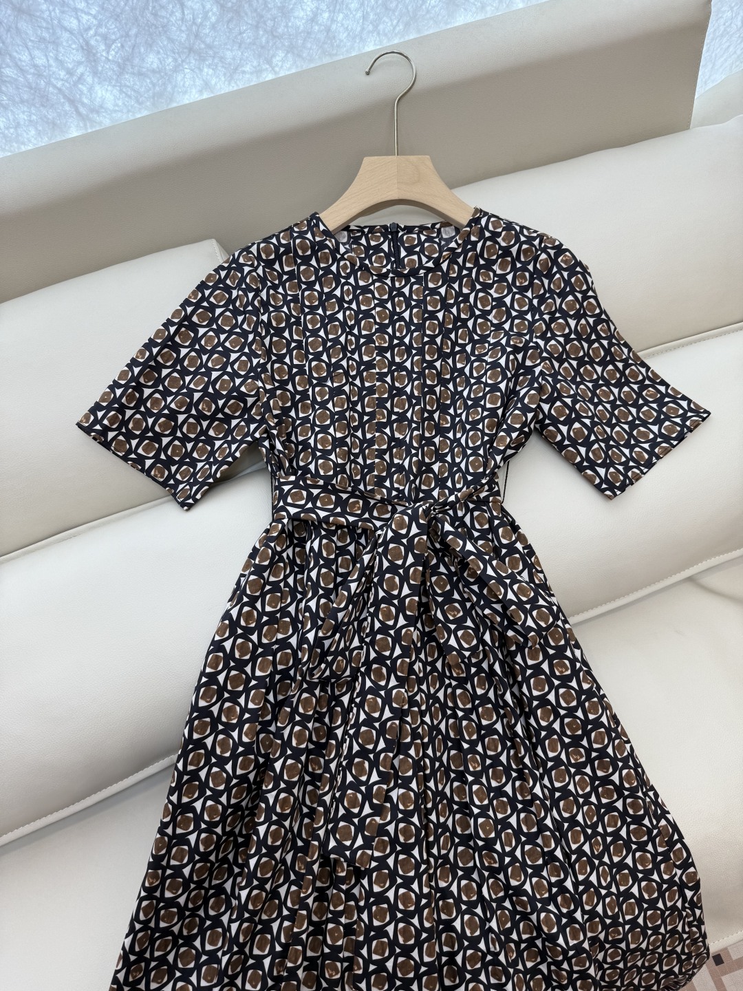 BS803#新款连衣裙。
max mara 100% 棉 几何图形印花短袖 连衣裙  S-XL 