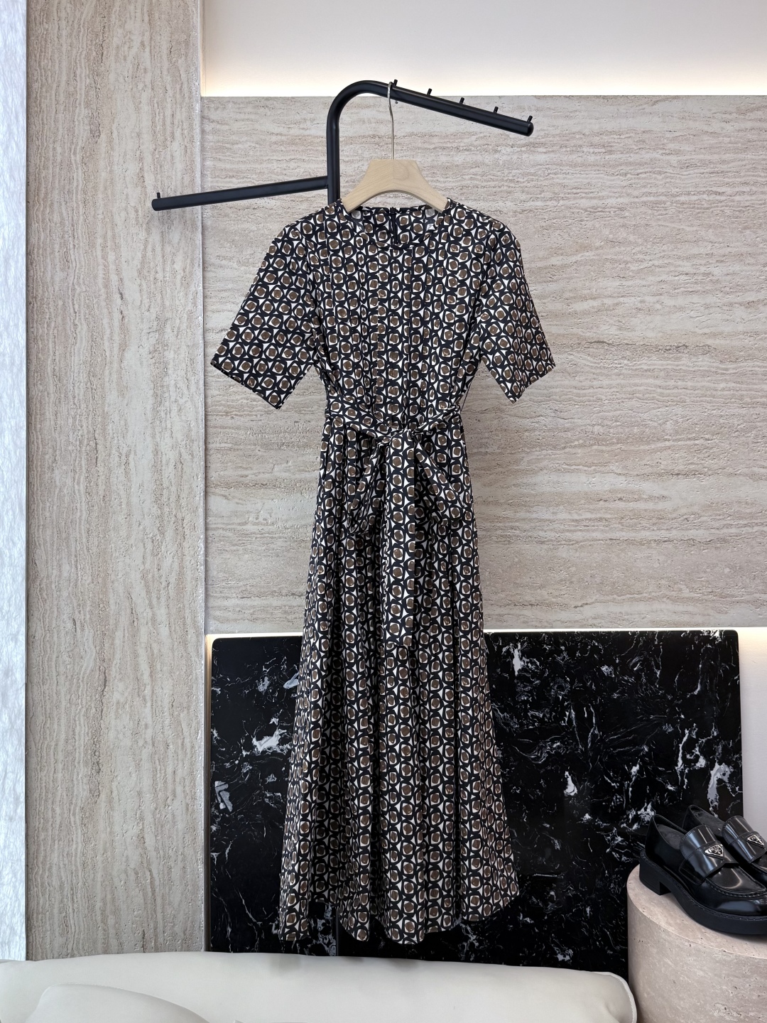 BS803#新款连衣裙。
max mara 100% 棉 几何图形印花短袖 连衣裙  S-XL 