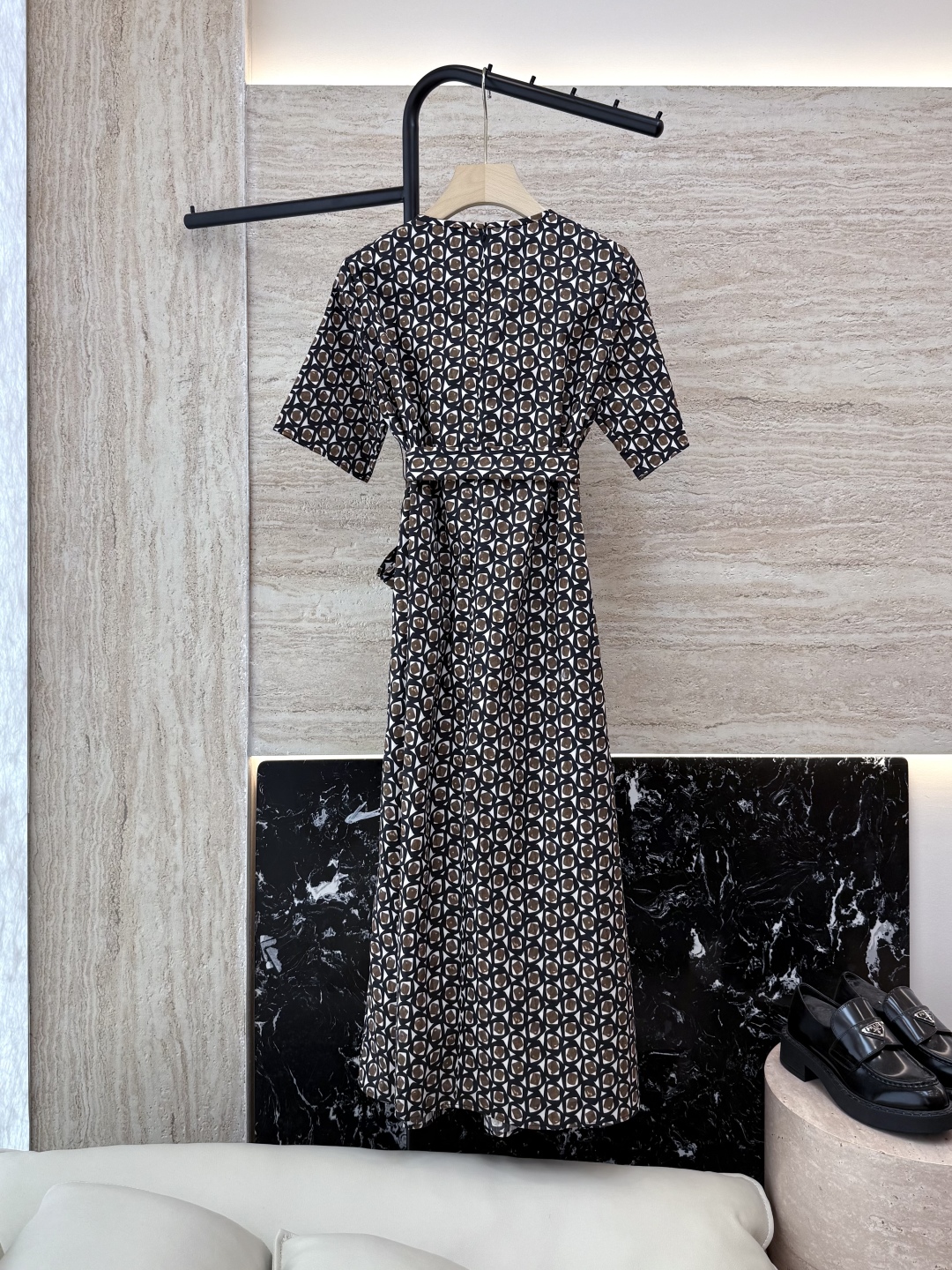 BS803#新款连衣裙。
max mara 100% 棉 几何图形印花短袖 连衣裙  S-XL 
