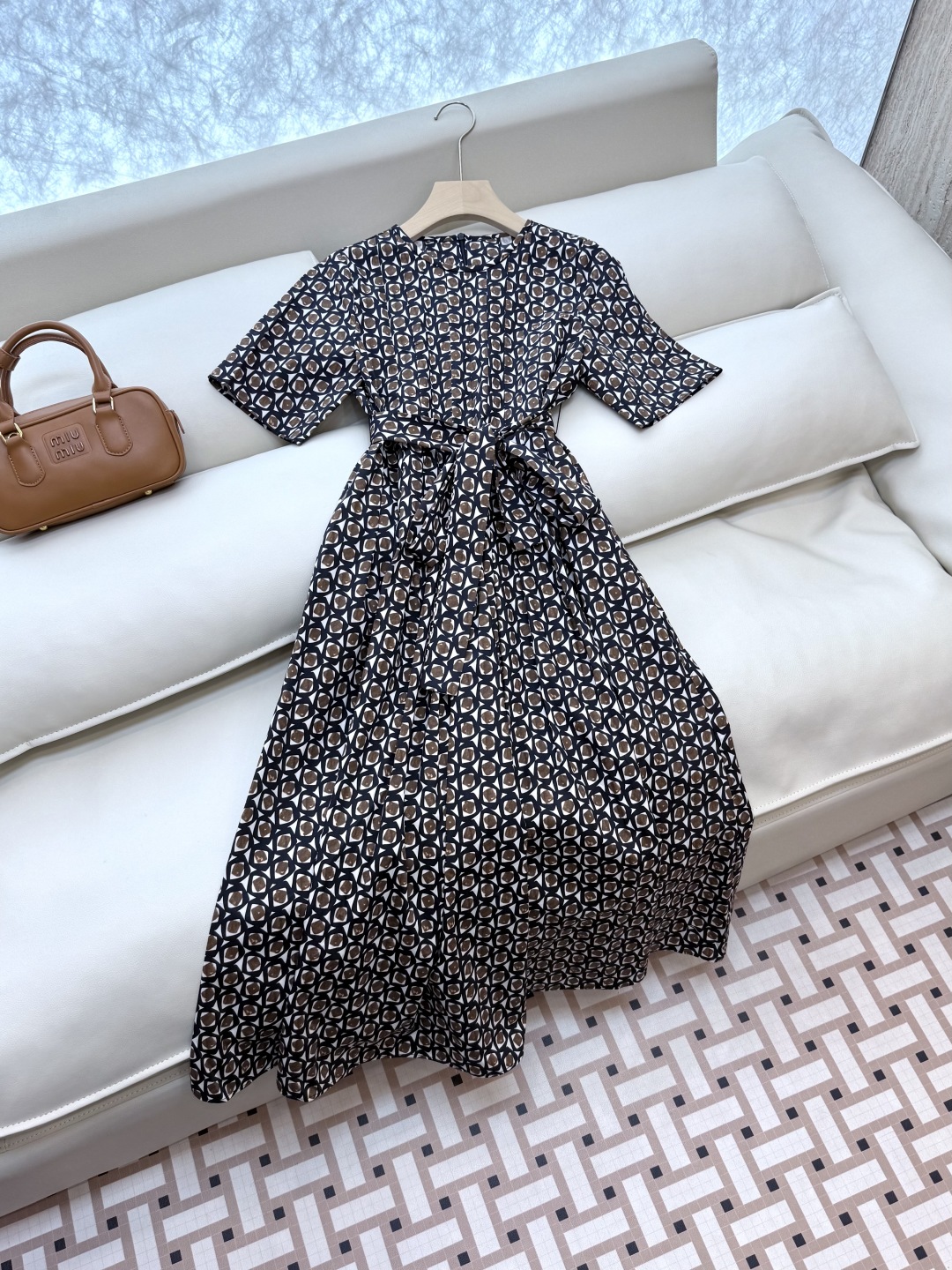 BS803#新款连衣裙。
max mara 100% 棉 几何图形印花短袖 连衣裙  S-XL 