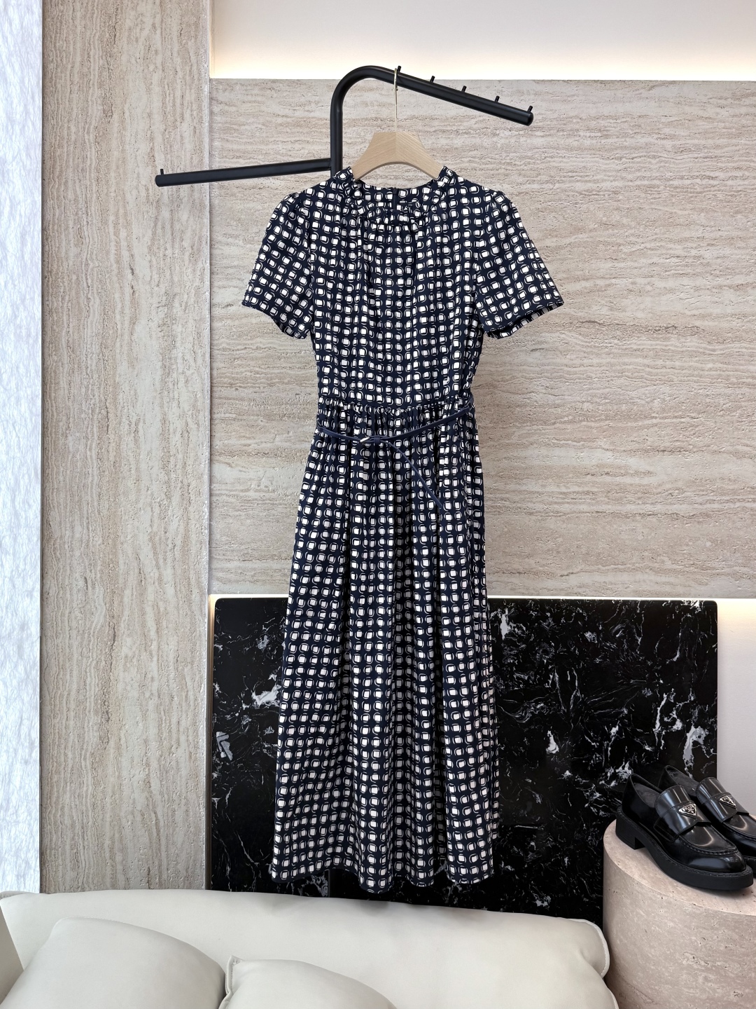 BS807#新款连衣裙。
max mara 100% 棉 几何图形印花 短袖连衣裙 S-XL 