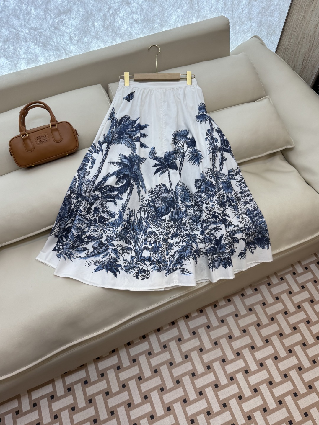 BS0913#新款半裙。
Dior 100% 棉  海岛 椰树印花半裙 SMLXL