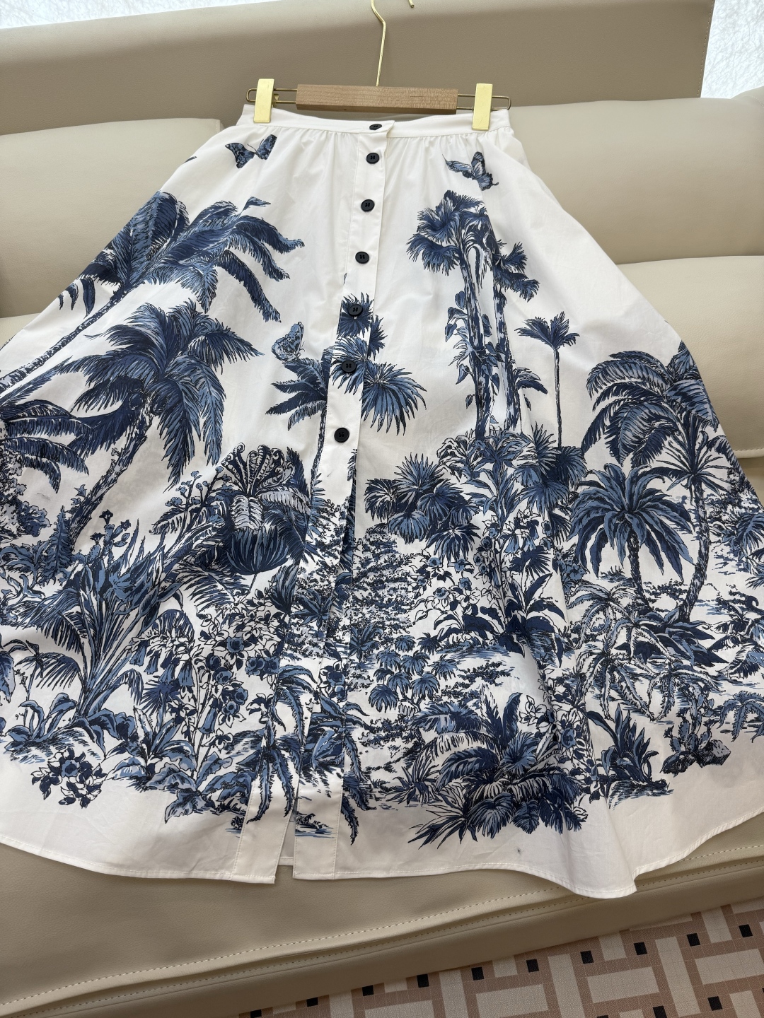 BS0913#新款半裙。
Dior 100% 棉  海岛 椰树印花半裙 SMLXL