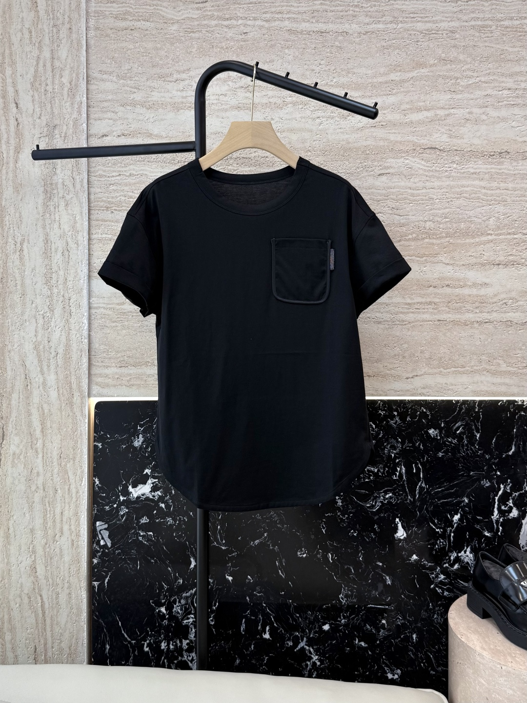 NO:431380,LZ24013# Special BC bead embellishment Pocket style Short-sleeved T-shirt Black SML, T-shirt,tees, t-shirt,alexander wang19860909LZ24013#特 BC 珠片点缀 口袋款 短袖T恤 黑色 SML,,T-shirt,tees，t-shirt,alexander wang,Women's clothing