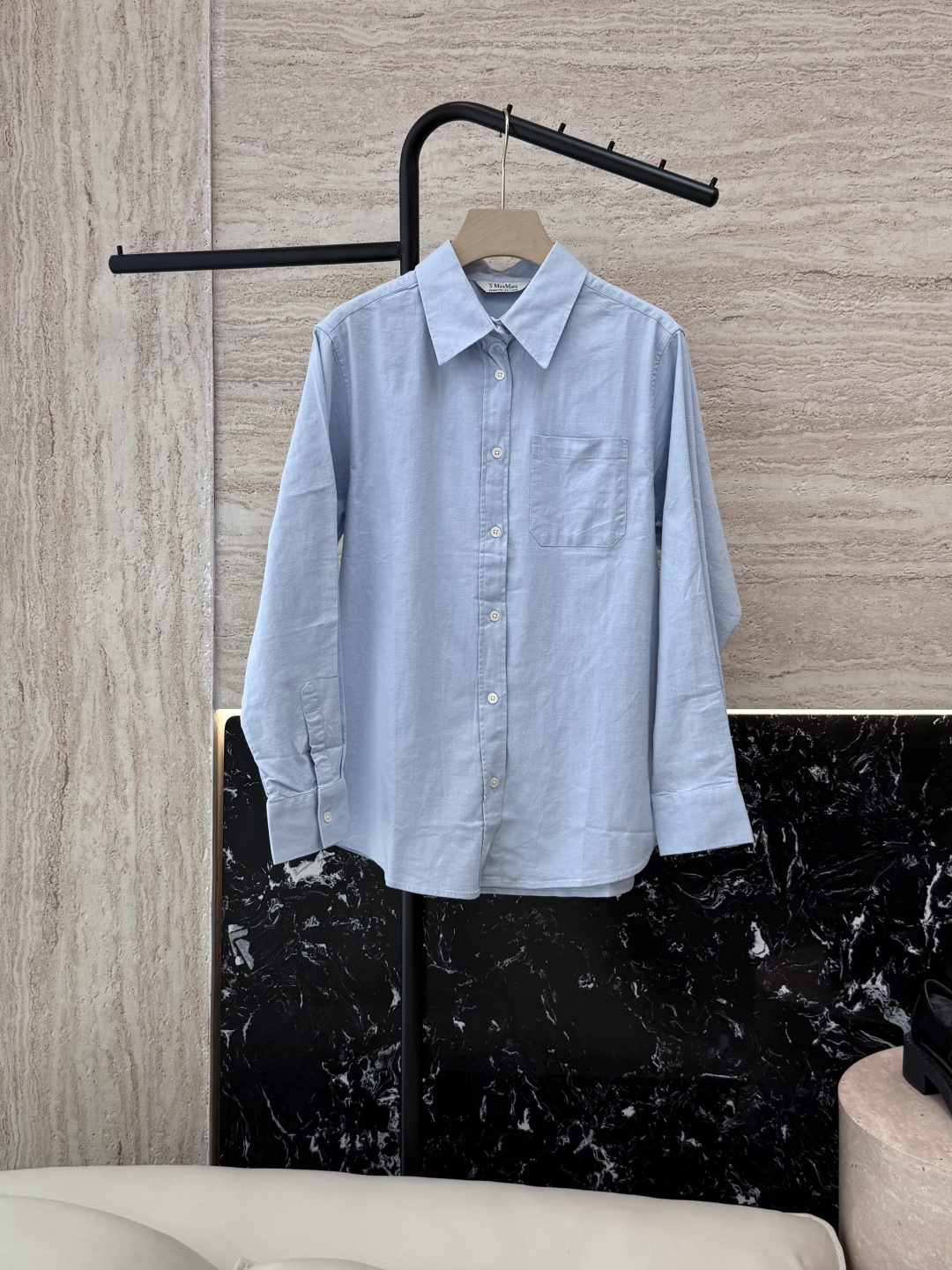 NO:436773,T050# max 70 hemp long-sleeved loose shirt white blue SML,,shirts,alexander wang19860909T050# max 70 麻 长袖宽松款衬衫 白 蓝 SML,,shirts,alexander wang,Women's clothing