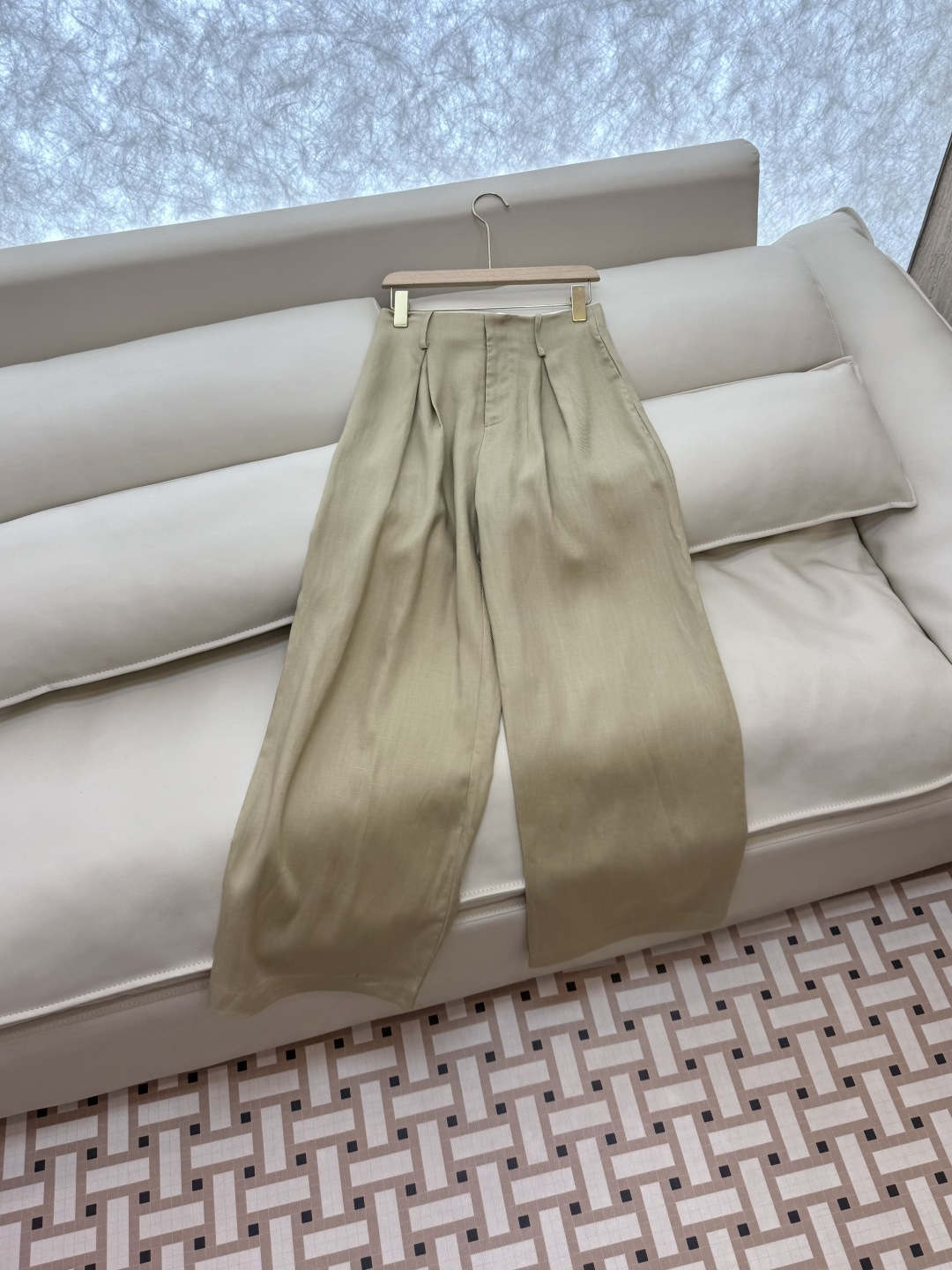 XZ0120#新款套装🌾劳夫劳伦 超级大爆款 30% 亚麻 70% 天丝 马甲➕长裤 套装 杏色 SML