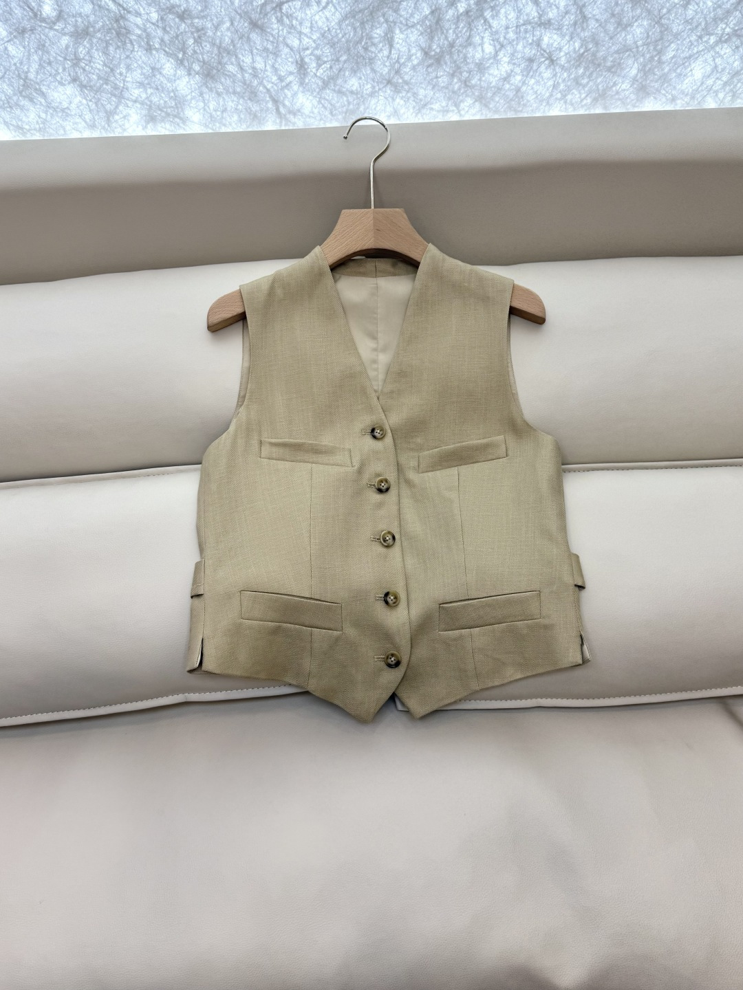 XZ0120#新款套装🌾劳夫劳伦 超级大爆款 30% 亚麻 70% 天丝 马甲➕长裤 套装 杏色 SML